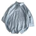 thumbnail image 5 of Krdevn Mens Shirts - Men's Casual Solid Color Shirt Lightweight Breathable Loose Fit Open Front Button Down Shirt for Daily Wear Comfortable Soft Fabric,Mens Fall Shirts,Color:BU1,Size:3XL, 5 of 7