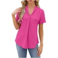 thumbnail image 1 of AherBiu Hauts de Plage pour Femmes, Col à Trous, Manches Courtes, Boho, Voyage, Été, Blouse Décontractée, 1 of 5