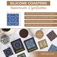 thumbnail image 6 of MOSAICANA Coasters for Drinks - Set of 4 Coasters, Silicone, Protect Against Water Marks or Damage - Fit All Cups, 3.5" Inch Size Fits, Colored Coasters (Blue Morocco), 6 of 7
