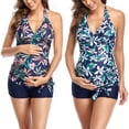 thumbnail image 2 of YUEHUA Maternity Swimsuit High Waist Pregnancy Bikini Sets Twist Cutout Front Two Piece Bathing Suit Maternity Swimwear, 2 of 8