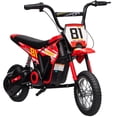 thumbnail image 2 of Qaba Kids Motorcycle, 24V Electric Dirt Bike with 250W Motor, Up to 9.9 MPH, 12" Inflatable Tires and Rear Suspension, for 8-12 Years Old, Red, 2 of 10