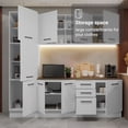 thumbnail image 5 of Madesa Hazel Kitchen Set 94"L Pantry Storage Base Cabinet Wall Cupboard Engineered Wood Multiple Compartments Organization Unit - White, 5 of 11
