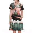 thumbnail image 1 of Easygdp Black Cat Pink Bathroom para Vestido Transpirable de Mujer, Vestido Suelto de Manga Corta con Pliegues y Bolsillos para el Verano, 1 of 6