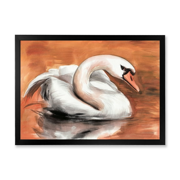 Designart 'Close Up Swan On The Water' Traditional Framed Art Print