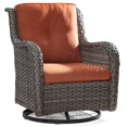 thumbnail image 2 of Cozywor Brown Wicker Patio Swivel Rocking Chair Orange, 2 of 5