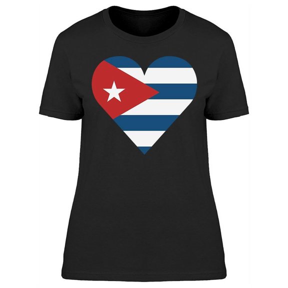 Art Cuba Flag Heart T-Shirt Women -Image by Shutterstock, Female Medium