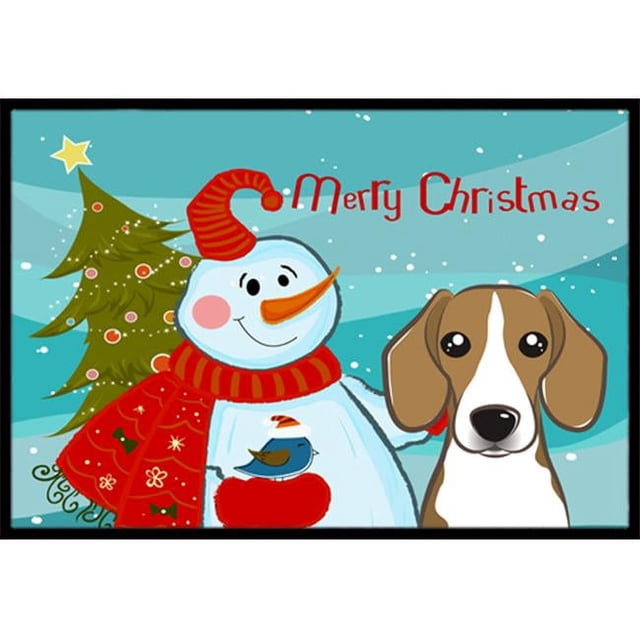 Carolines Treasures BB1859MAT Snowman avec Beagle Tapis Intérieur & Extérieur, 18 x 27 Po.