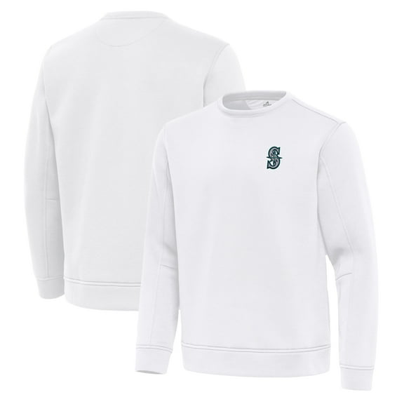 Men's Antigua White Seattle Mariners Relevant Lightweight Pullover Sweatshirt