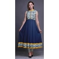 thumbnail image 2 of Bimba Indigo Blue2 Shibori Indian Long Kurti For Women Party Wear Printed Sleeveless Anarkali Kurti Dress Small, 2 of 6
