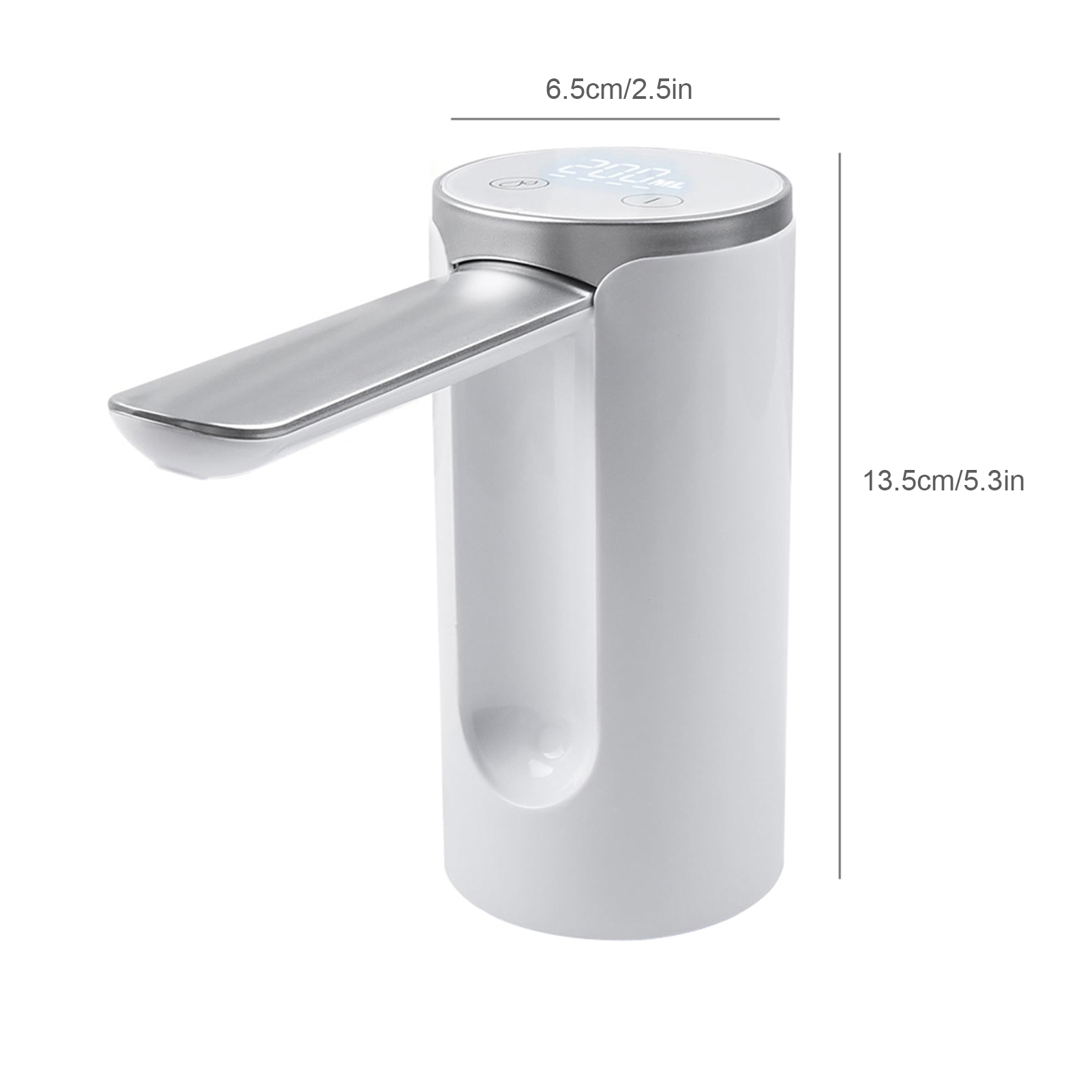 Nieyigj Automatic Water Dispenser for 5 Gallon Bottle, Smart Touch Electric Foldable Water Pump with USB Charging, Digital Display and Quantity Selection, Portable Countertop Jug Pump, White