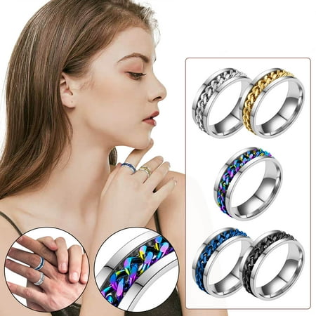 

WGOUP Titanium Steel Bottle Opener Ring Beer Bottle Opener Spinner-Rings Of Bottle Cap Remover Titanium Stainless Steel Chain Inlay Rotating Ring Black(Buy 2 Get 1 Free)