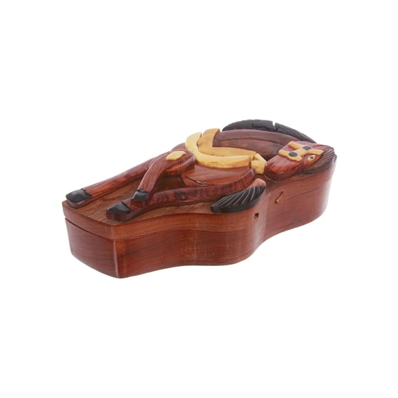 Handcrafted Wooden Horse Shape Secret Jewelry Puzzle Box -Horse