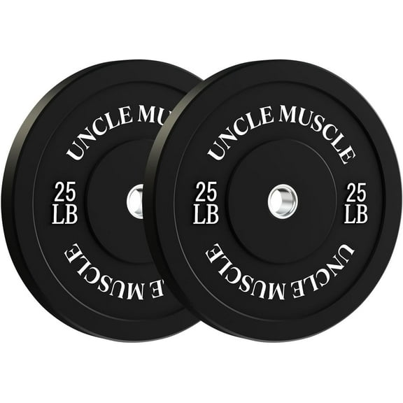 Uncle Muscle Rubber Bumper Plates Olympic Weight Powerlifting Plates for Strength Training Weight Lifting Plate Home Gym for 2 Inch Barbell