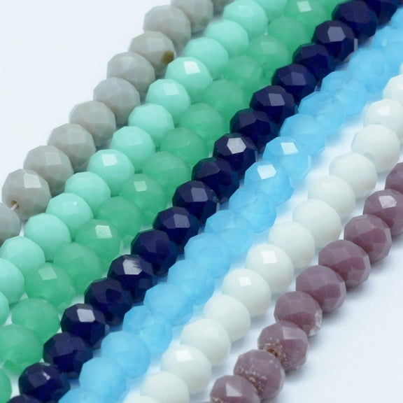 Glass Beads Strands Faceted Rondelle Mixed color 4x3mm Hole: 0.8mm 130pcs/strand 15.5 inch~15.7 inch(39.5cm~40cm)
