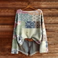 thumbnail image 2 of Womens Tops 2025 Vintage Boho Floral Print Long Sleeve Knit Shirts Fall Fashion Trendy Comfy Casual Relaxed Fit Tunics Z001-Light Pink L, 2 of 3
