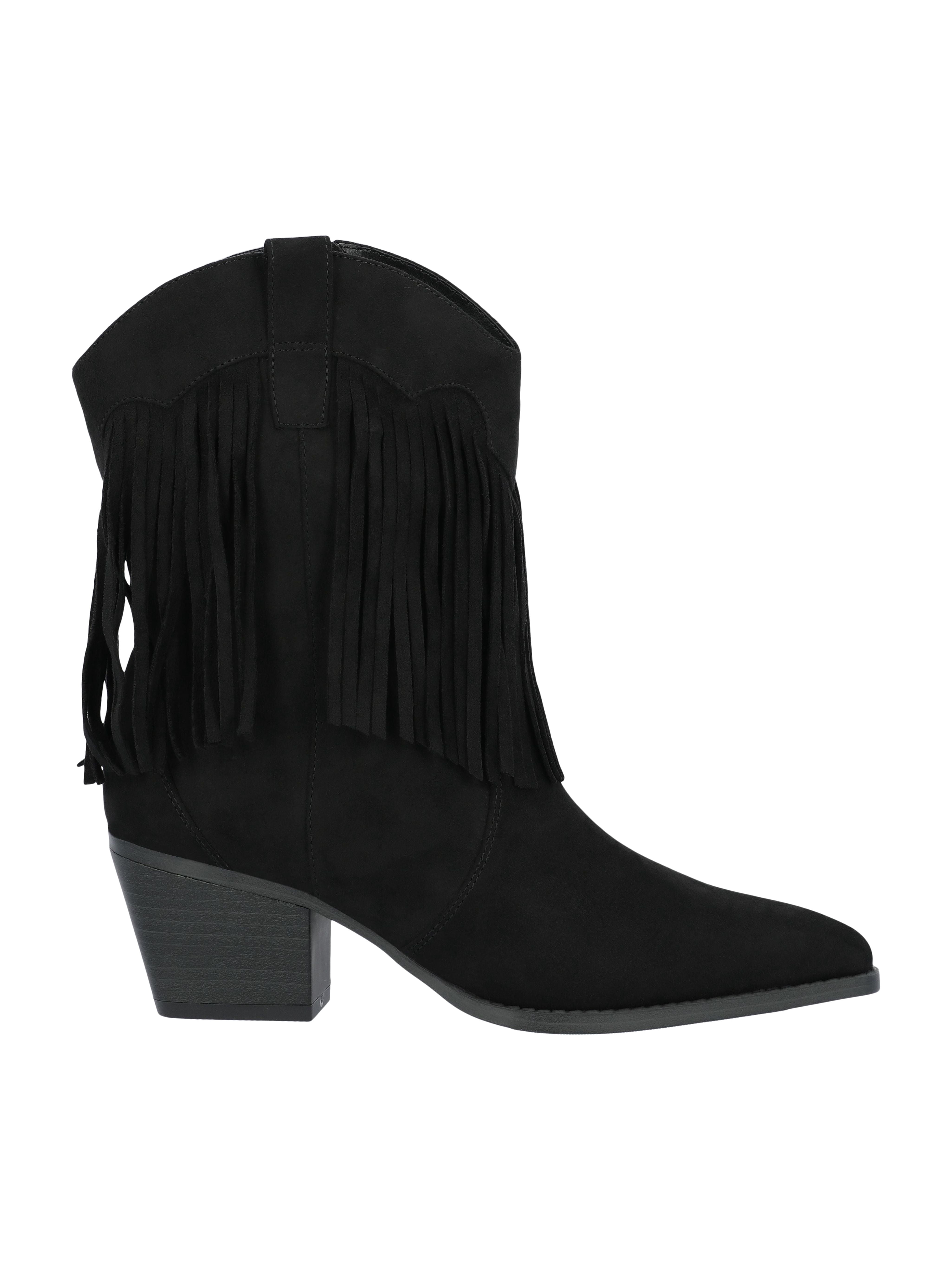Time and Tru Women's Faux Suede Western Booties with Fringe