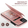 thumbnail image 1 of Leather Flip Wallet Case Card Holder Phone Back Cover for iPhone 12 (Pink), 1 of 8
