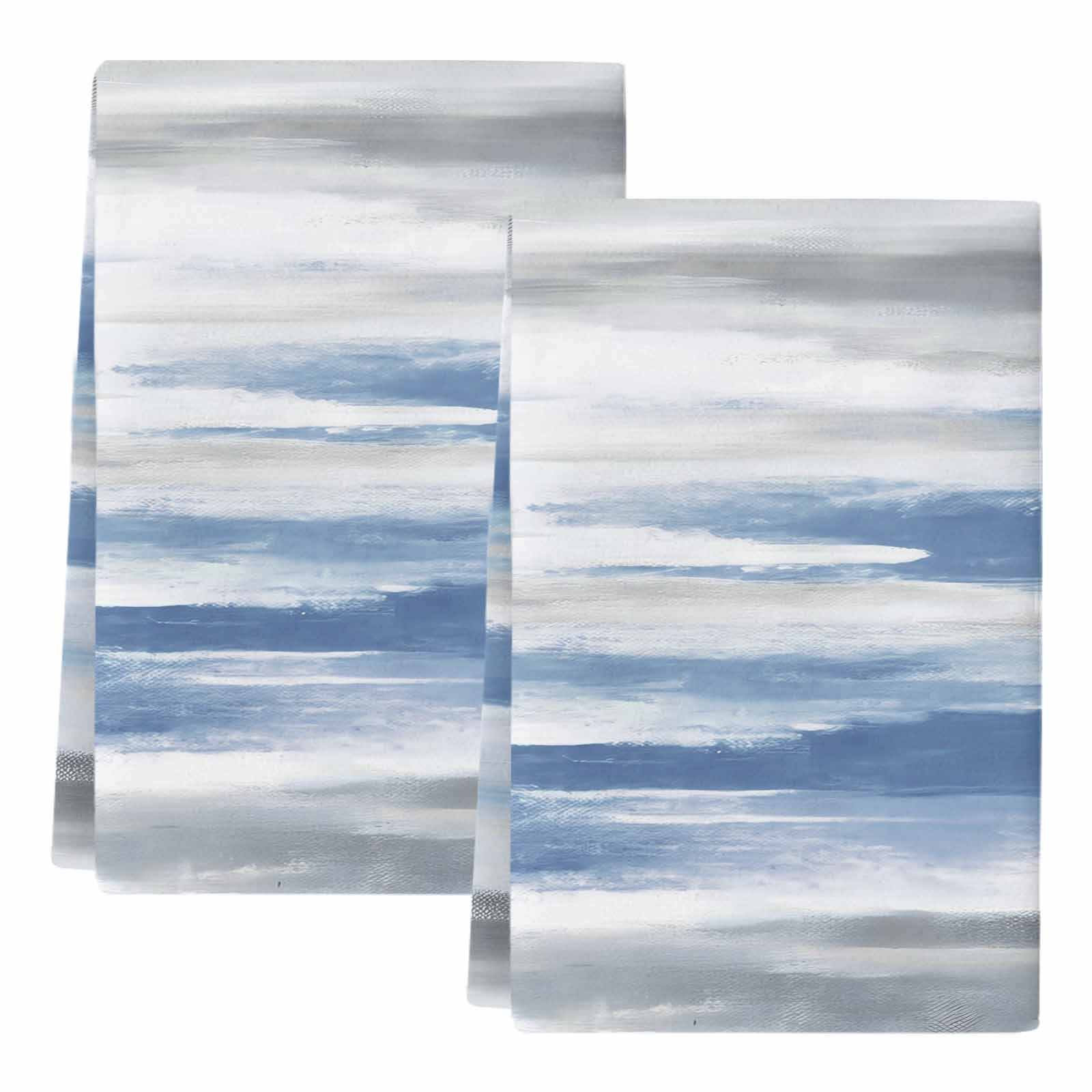 Blue Gray White Kitchen Towels Set of 2, Modern Abstract Mottled Aesthetic Absorbent Dish Towels for Kitchen, Microfiber Hand Towel, Quick Drying Tea Towel for Cleaning Decorative Dishcloths