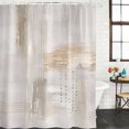thumbnail image 4 of Small Stall Shower Curtain 48x72 Inch Narrow Half Size Beige Abstract Bath Curtains Bathroom Decor, Modern Gradient Mottled Vintage Stripes Waterproof Fabric Shower Curtain Set with Hooks 48 Inch, 4 of 7