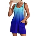 thumbnail image 3 of Fortune Women Loose Jumpsuits Suspender Bib Overalls Gradient Shorts Rompers with Pockets, 3 of 8