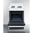 thumbnail image 3 of 24" wide electric coil top range in white with black door, oven window, and high backguard, 3 of 3