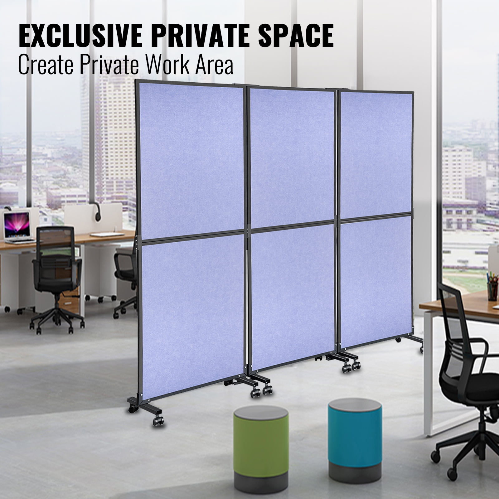 VEVOR Acoustic Room Divider 72 x 66 Office Partition Panel 3 Pack Office Divider Wall Light Gray Office Dividers Partition Wall Polyester & 45 Steel Cubicle Wall Reduce Noise and Visual Distractions 