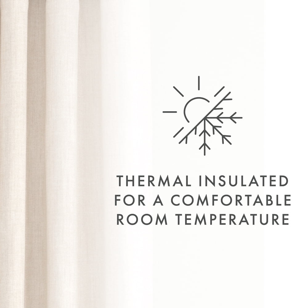 Noble Linens Ivory Linen Blend Energy Saving Grommet Curtain Panel, 50" x 84" 2 Panels