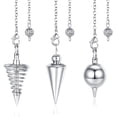 thumbnail image 1 of HSHDLDF Pendulum Set Copper Metal Pendulum for Dowsing Divination Witchcraft Reiki Balance Meditation Fate Quiz Pendulum Divination Tool Silver 3 Pcs, 1 of 6