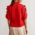 thumbnail image 2 of Name Women's Summer Solid Color Short Sleeve Ruffle Collar V Neck Blouse, 2 of 2