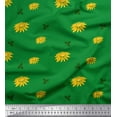 thumbnail image 1 of Soimoi Green Velvet Fabric Leaves & Sunflower Floral Print Fabric by Yard 58 Inch Wide, 1 of 1