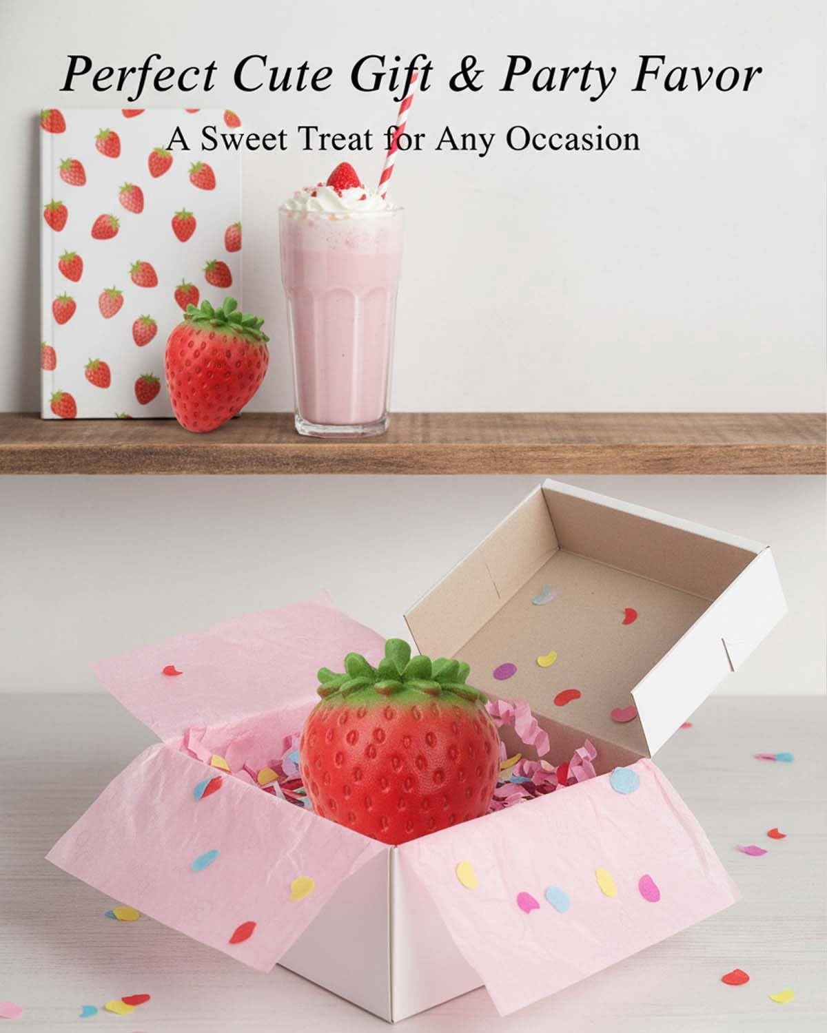Giant Strawberry Squishy, Classic Slow-Rise Strawberries Squishies, Jumbo Sunny Days Fruit Toys, Big Large Reboun Cute Stress Balls, Desk Party Favors Ideas Gifts Fidget Adults(3.1