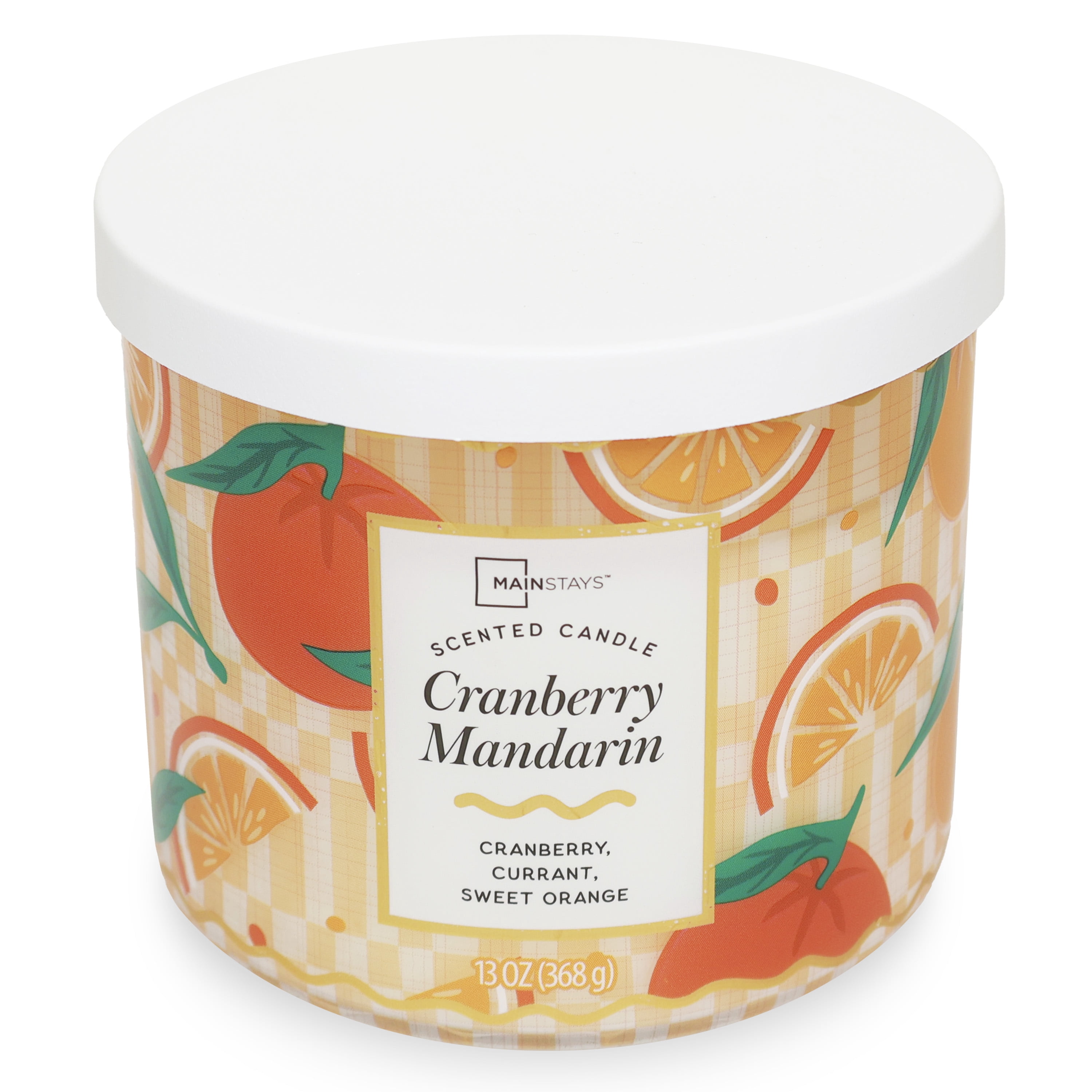 Mainstays 3-Wick Cranberry Mandarin Fragrance Candle with Decorative Wrap, 13 Ounce