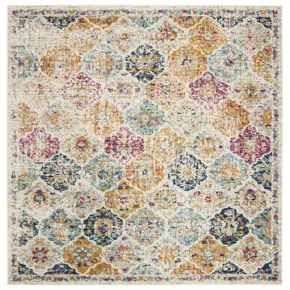 SAFAVIEH Madison Judith Distressed Area Rug, Cream/Multi, 11' x 11' Square