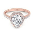 thumbnail image 2 of Ayanna - Moissanite Pear Shape Halo Lab Diamond Engagement Ring with Sidestones, 2 of 4