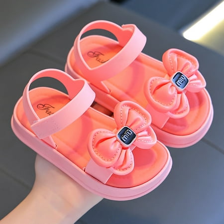 

Girls‘ sandals Summer 2024 New Fashion soft bottom children‘s beach shoes middle and big children little girl bow student shoes