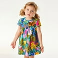 thumbnail image 2 of Summer Dress For Girls Toddler Short Sleeve Print Dress Dance Party Dresses Clothes 2-3 Years, 2 of 6