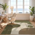 thumbnail image 3 of Design&I 8'x10' Washable Area Rug Snag-Free Olive Beige Geometric Flow Design Abstract Curved Lines and Shapes for Dining Room, Large Office, Lounge, 3 of 7