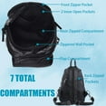 thumbnail image 5 of Mini Backpack for Women Light Weight Small Waterproof Backpack Purses Soft Washed PU Leather Daily Rucksack Fashion Daypack Purses Black Shoulder Handbag Bag, 5 of 7