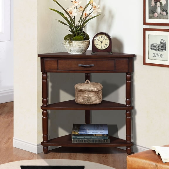 Small Triangle Corner Table Wood 3 Tier End Table for Living Room Display & Storage High Quality Material & Easy Assembly