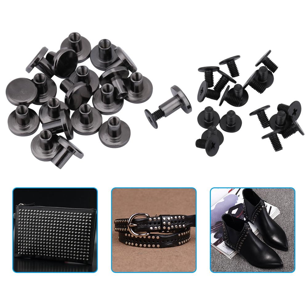 WALFRONT 20sets Brass Flat Head Belt Strap Rivets + Screw for Luggage