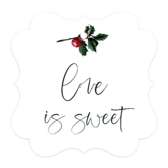 Koyal Wholesale Winter Snowy Woodland Forest Watercolor Wedding, Fancy Frame Gift Tags, Love is Sweet, 24-Pack