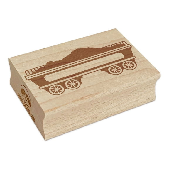 Classic Vintage Locomotive Train Tender Coal Fuel Car Rectangle Rubber Stamp Stamping Scrapbooking Crafting - Small 1.7in