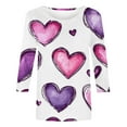 thumbnail image 3 of FMFYFH T-Shirts à Manches 3/4 pour Femmes Grande Taille, Col Ras du Cou Basique, T-Shirts Graphiques, Chemisiers d'Automne, Coupe Décontractée, 3 of 6