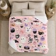 thumbnail image 5 of Scattered Halloween Ghost Pattern Cute Kawaii Illustration, Playful Pet Portrait Pattern, Warm Flannel Blanket for Living Room and Bedroom, Cat Lovers Halloween Gift, Pet Lover Home Decor, 5 of 9