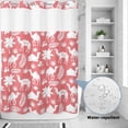 thumbnail image 2 of No Hook Shower Curtain, Tropical Plants Shower Curtains for Bathroom with See Through Top Window, Summer Farmhouse Vintage Camels Red Waterproof & Washable Bath Curtain 60"x72", 2 of 9