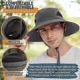 thumbnail image 5 of Sombrero para el sol para hombres/mujeres, sombrero de pescador de ala ancha impermeable, sombrero boonie plegable para pesca, senderismo, jardín, safari, playa, gris oscuro, 5 of 5
