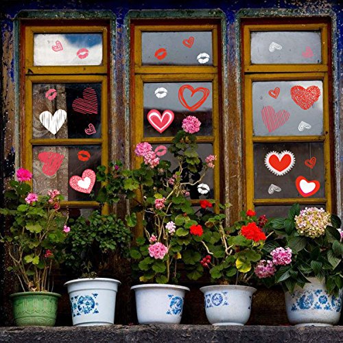 Cualfec Décorations de Fenêtre de la Saint-Valentin Décorations de Cœur pour Fêtes et Décorations de Fête de la Saint-Valentin