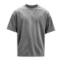 thumbnail image 6 of Men's Corduroy Crew Neck Short Sleeve T-Shirt, Loose Fit Casual Summer Textured Top, Fashion Streetwear 2XL, 6 of 6