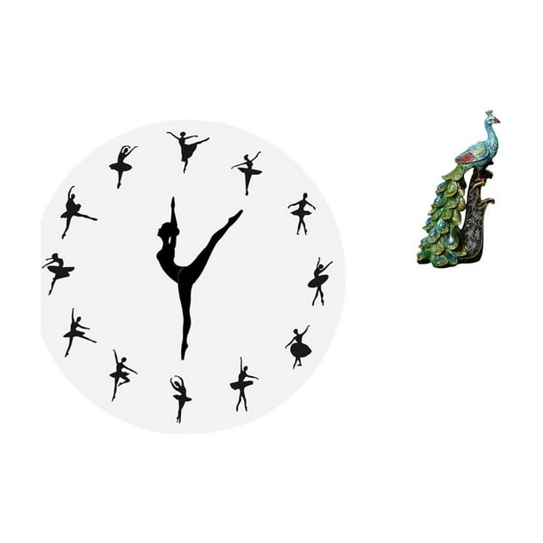 Reloj de pared,Reloj de pared con bailarina,reloj decorativo colgante.,Figura de escritorio,Estante de estatua de pavo real para escritorio,decoración del hogar,Figura decorativa creativa para
