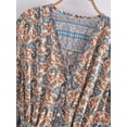 thumbnail image 3 of Spring Summer Women Floral Print Tassel V-neck Bohemian Mini Dresses Robe Lady Vacation Flare 3/4 Sleeve Beach Boho Dress Vestidos, 3 of 6